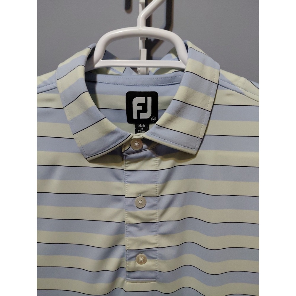 Footjoy Polo Mens M Blue Striped Short Sleeve Prestwick Country Club Preppy